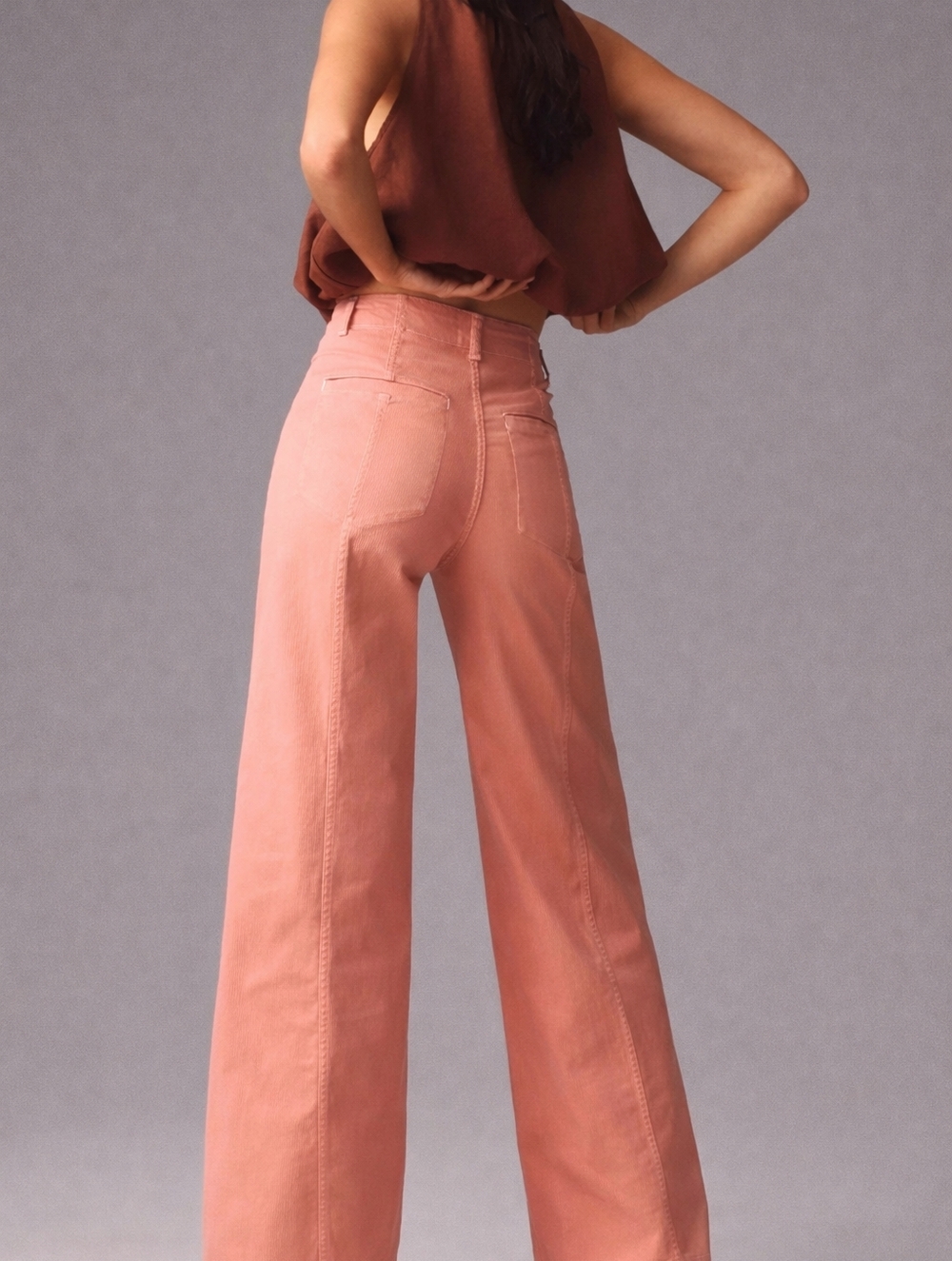 Anthropologie Maeve Delaney Clean Seamed High Rise Wide Leg Jeans 29 Pink Blush - Picture 8 of 10